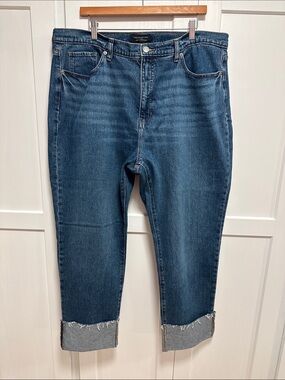 Banana Republic Curvy Slouchy Denim Jeans with Cuffed Frayed Hem sz 16 NWOT